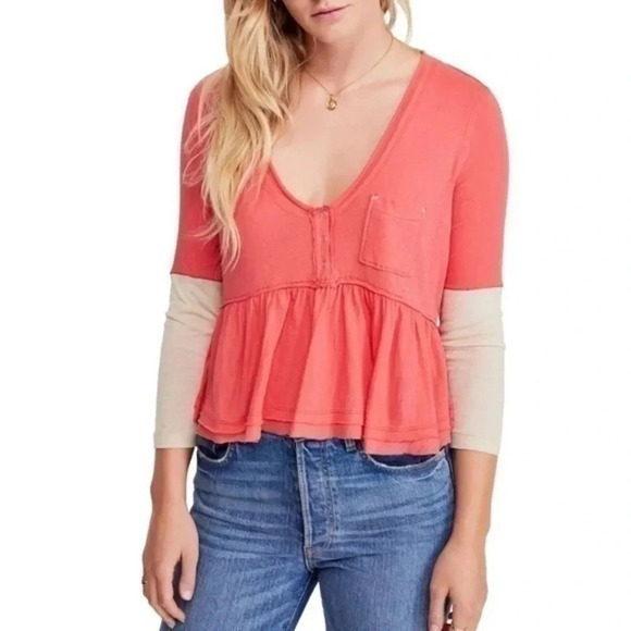 Free People | We The Free | Women’s Blouse Mine Camelia Stylish Red Size M - Picture 1 of 4